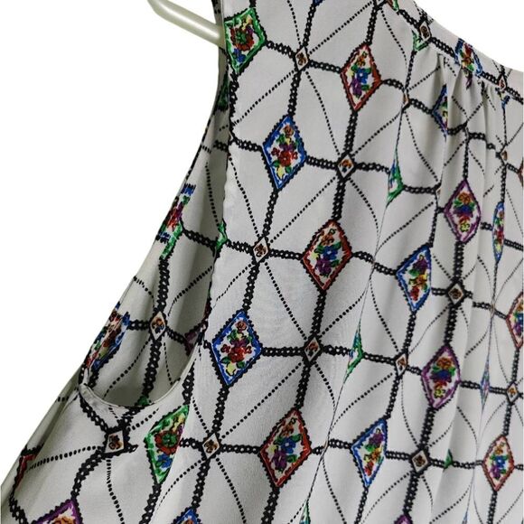 Daniel Rainn Boho Print Short Sleeve Button Down Blouse - Picture 7 of 10